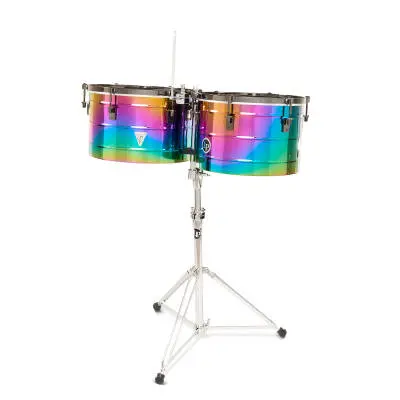 Latin Percussion - Tony Succar 15 and 16 Thunder Timbales - Rainbow with Black Nickel Hardware