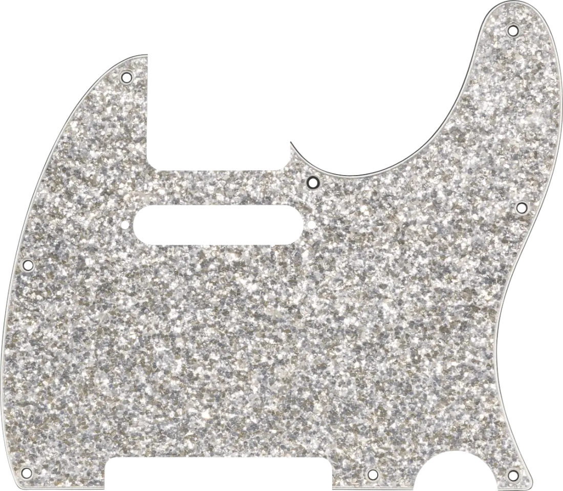 Telecaster Pickguard, Hybrid Glass/Glitter - Silver Sparkle