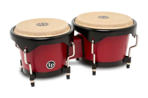 Latin Percussion - Discovery Bongos 6-1/4-7-1/4 with Black Hardware - Red