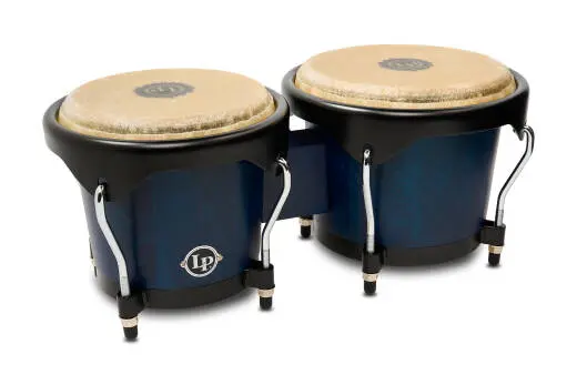Latin Percussion - City 6-7 Mango Wood Bongos with Black Hardware - Blue