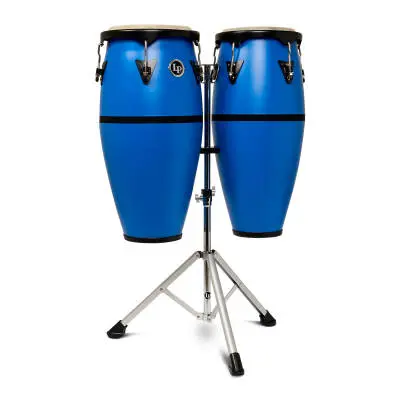 Latin Percussion - 10-11 Discovery Ultralight Conga Set with Stand - Blue