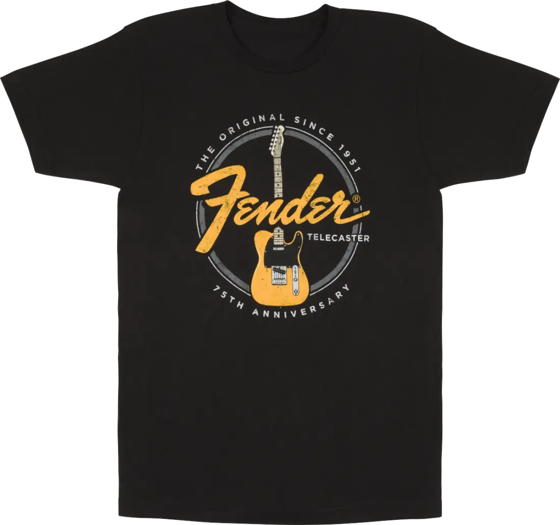Telecaster 75th Anniversary Logo T-Shirt, Vintage Black - Medium