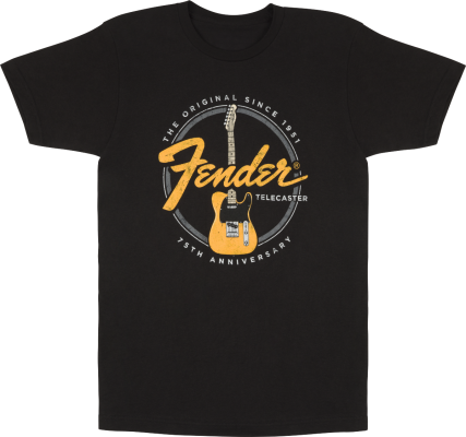 Fender - Telecaster 75th Anniversary Logo T-Shirt, Vintage Black - Large