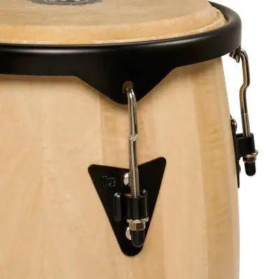 City 10-11 Mango Wood Conga Set with Double Stand - Natural with Black Hardware