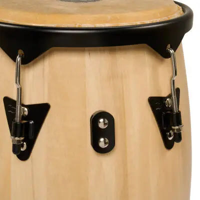 City 10-11 Mango Wood Conga Set with Double Stand - Natural with Black Hardware