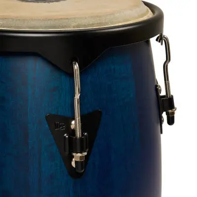 City 10-11 Mango Wood Conga Set with Double Stand - Blue with Black Hardware