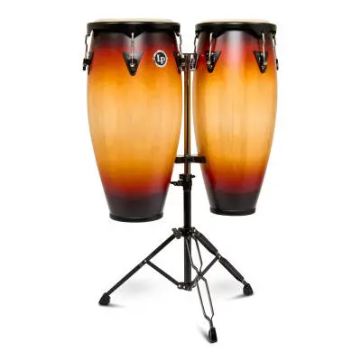 Latin Percussion - City 10-11 Mango Wood Conga Set with Double Stand - Vintage Sunburst with Black Hardware
