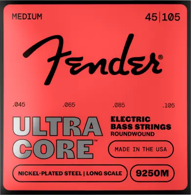 Fender - UltraCore 9250 Electric Bass Strings, Nickel Plated Steel, Ball End, Medium - 45-105