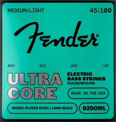 Fender - UltraCore 9250 Electric Bass Strings, Nickel Plated Steel, Ball End, Medium Light - 45-100