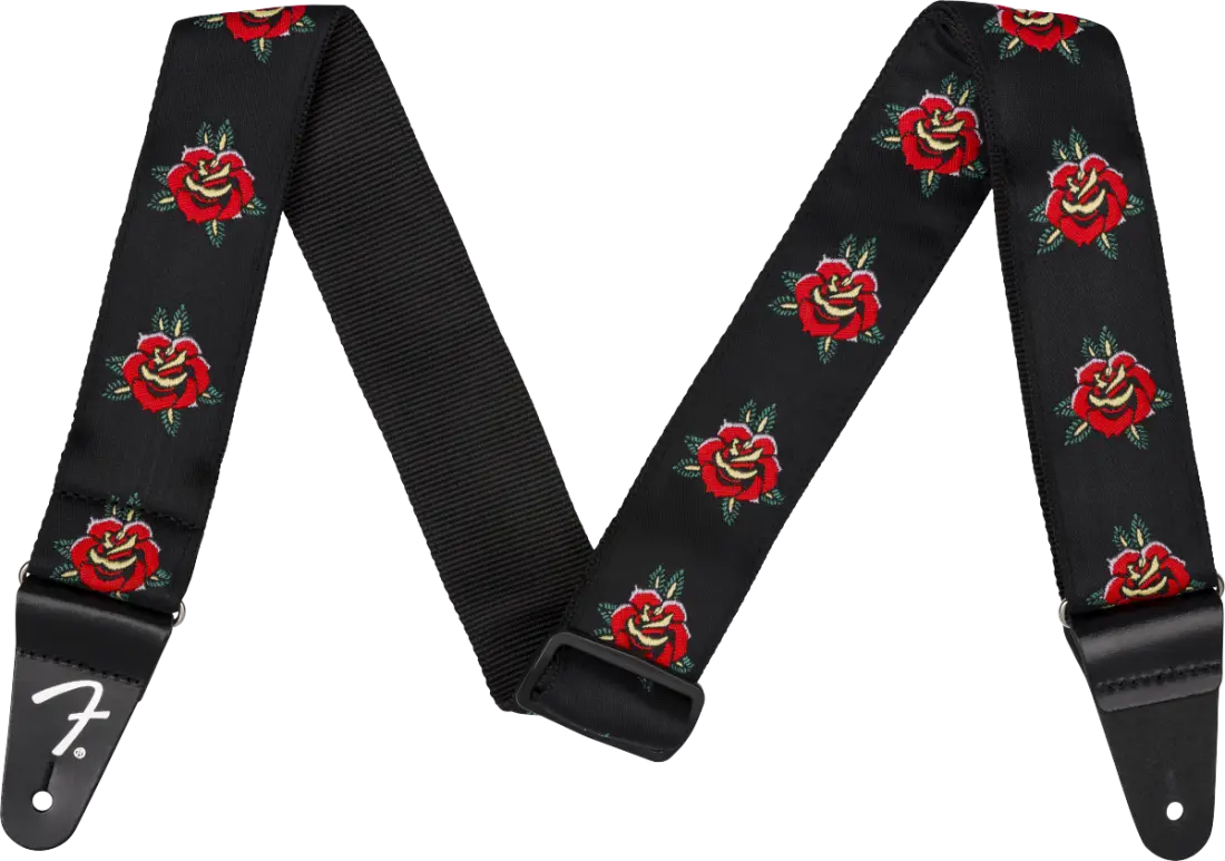 2 Inch Rose Guitar Strap - Red