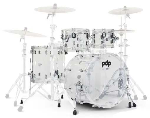 Pacific Drums - Concept Acrylic 4-Piece Shell Pack with Chrome Hardware (22,10,12,16) - Clear