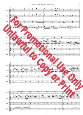 Variations on \'\'Hark the Herald Angels Sing\'\' - Frost/Jolly - Flute Quartet