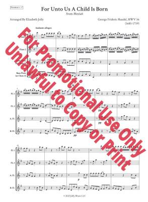 For Unto Us a Child Is Born  - Handel/Jolly - Flute Quartet