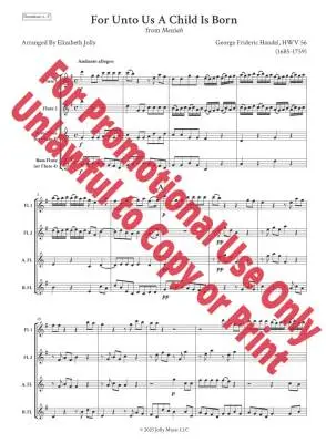 For Unto Us a Child Is Born  - Handel/Jolly - Flute Quartet
