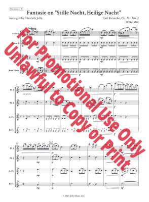 Fantasie on \'\'Stille Nacht, Heilige Nacht\'\', Op. 221, No. 2 - Reinecke/Jolly - Flute Quartet