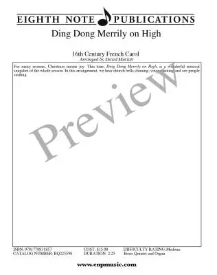 Ding Dong Merrily on High - Marlatt - Brass Quintet/Organ