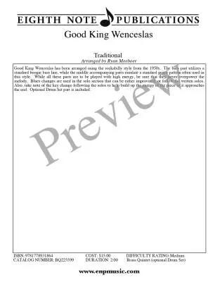 Good King Wenceslas - Meeboer - Brass Quintet/Opt. Percussion