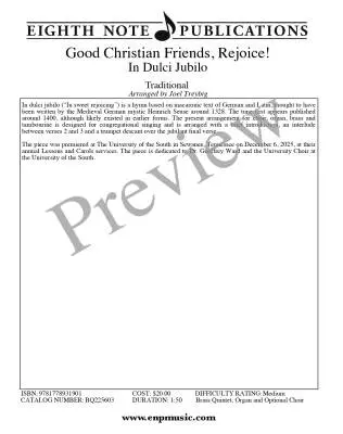 Good Christian Friends, Rejoice! - Treybig - Brass Quintet/Organ/Opt. Choir