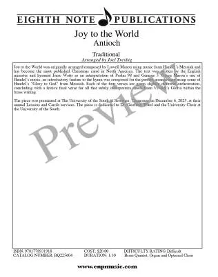 Joy to the World - Treybig - Brass Quintet/Organ/Opt. Choir
