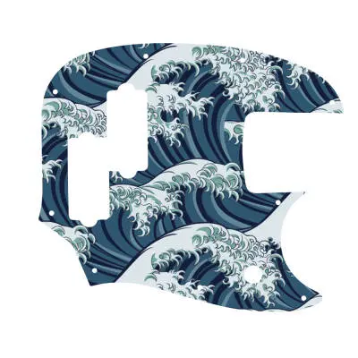 WD Music - Custom Pickguard for Fender Short Scale Mustang Bass PJ - Japanese Wave Tattoo Graphic