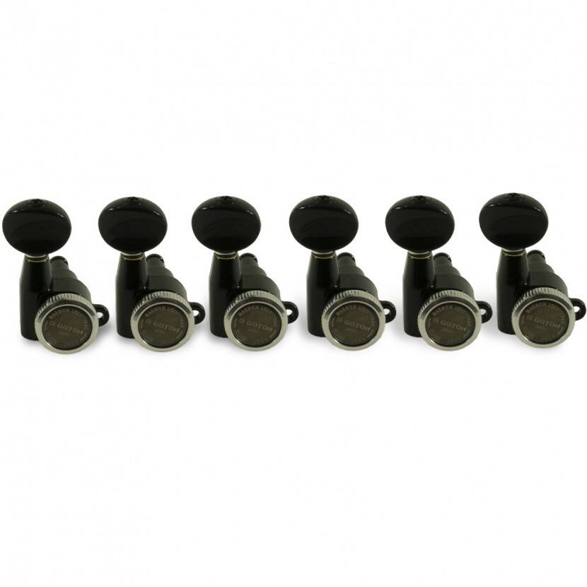 6 In Line Locking Tuning Machines - Black