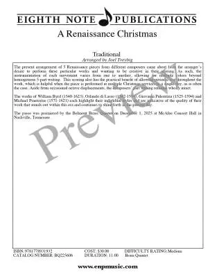 Renaissance Christmas - Treybig - Brass Quintet