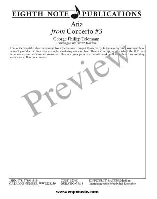 Aria From Concerto No.3 - Telemann/Marlatt - Flexible Woodwind Ensemble