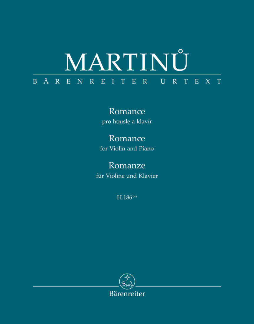 Romance for Violin and Piano H 186bis - Martinu - Score, Part, Urtext Edition - Violin, Piano
