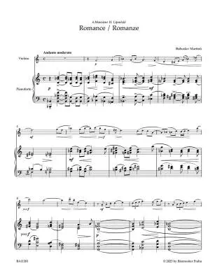 Romance for Violin and Piano H 186bis - Martinu - Score, Part, Urtext Edition - Violin, Piano