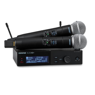 Shure - SLXD24D+ Dual Channel Digital Wireless Handheld System with SM58 Cardioid Dynamic Microphone Capsules.