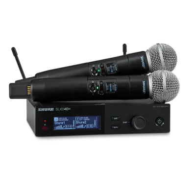 Shure - SLXD24D+ Dual Channel Digital Wireless Handheld System with SM58 Cardioid Dynamic Microphone Capsules.