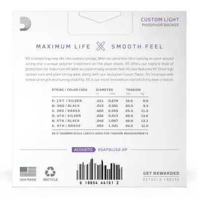 XS Acoustic Phosphor Bronze 11-52 - Custom Light (2 Pack)