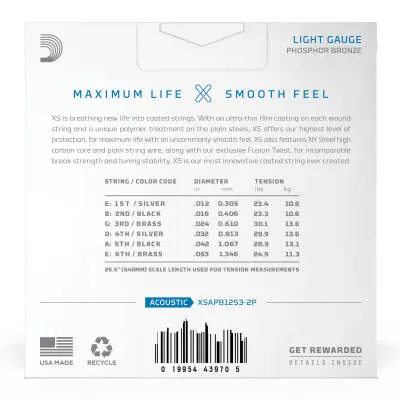 XS Acoustic Phosphor Bronze 12-53 - Regular Light (2 Pack)