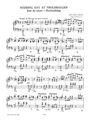 Wedding Day at Troldhaugen Op. 65 No. 6 - Grieg - Piano - Sheet