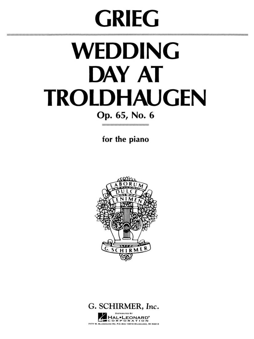 Wedding Day at Troldhaugen - Grieg/Oesterle - Piano - Sheet