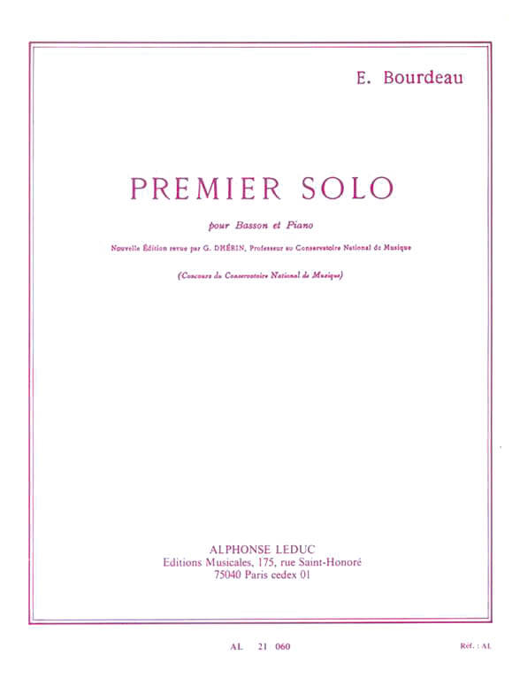 Premier Solo - Bourdeau - Bassoon/Piano - Book