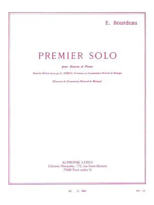 Alphonse Leduc - Premier Solo - Bourdeau - Bassoon/Piano - Book