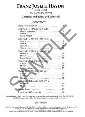 Six Easy Sonatas - Haydn/Snell - Piano - Book
