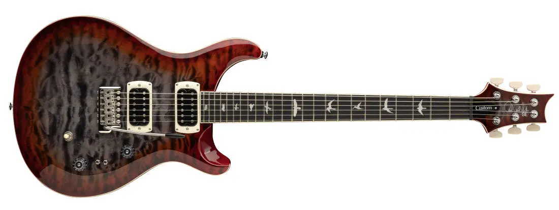 SE Custom 24-08 Quilt Electric Guitar with Gig Bag - Charcoal Cherry Burst