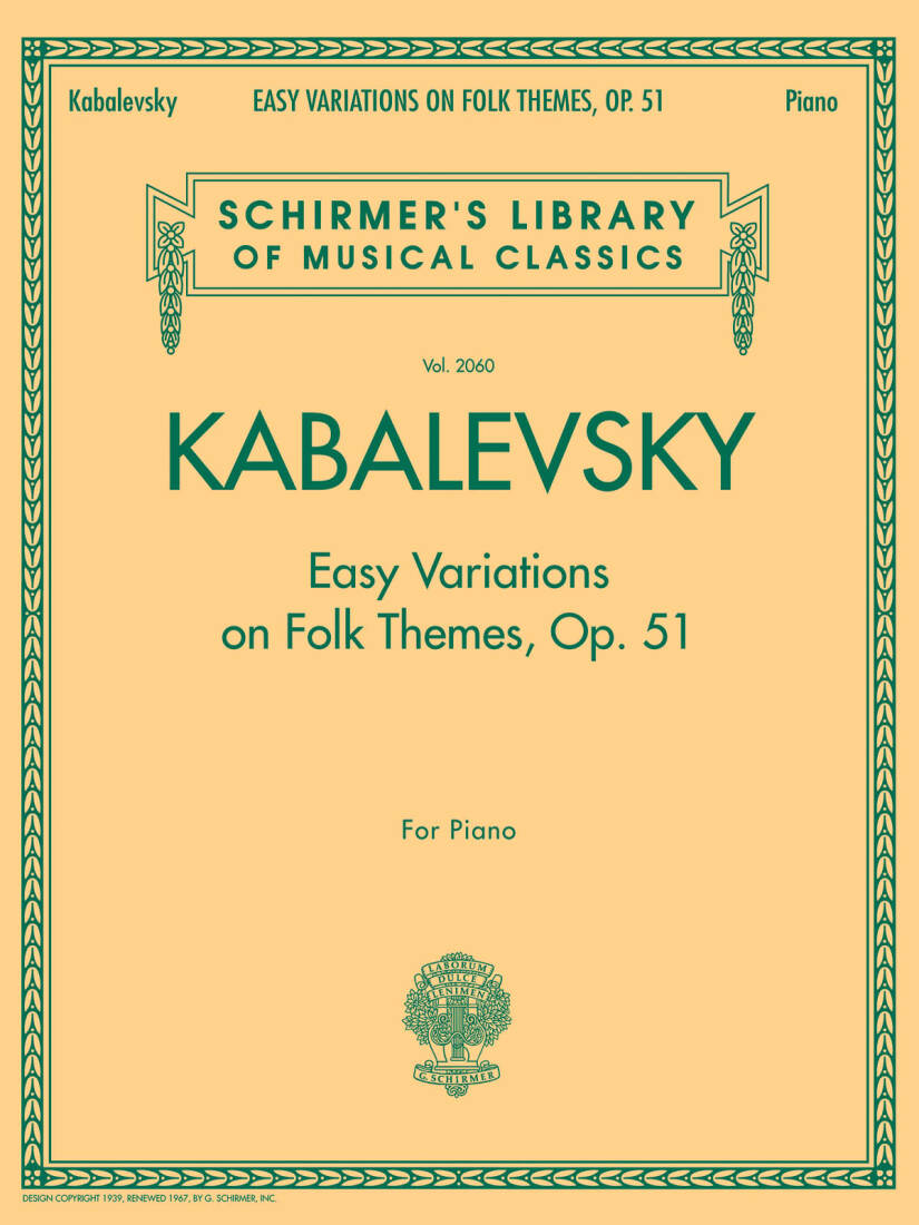 Easy Variations on Folk Themes, Op. 51 - Kabalevsky - Piano - Book