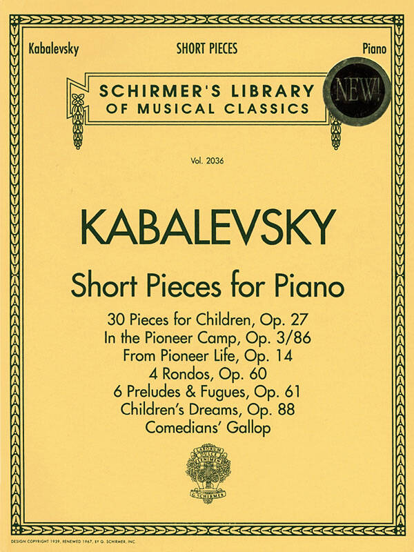 Short Pieces - Kabalevsky - Piano - Book