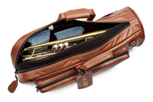 Leather Trumpet Gig Bag - Brown
