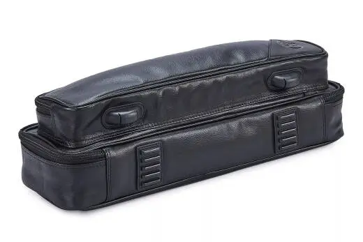 Leather Flute and Piccolo Combination Case Cover - Black