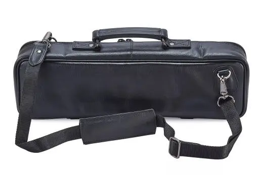 Leather Flute and Piccolo Combination Case Cover - Black
