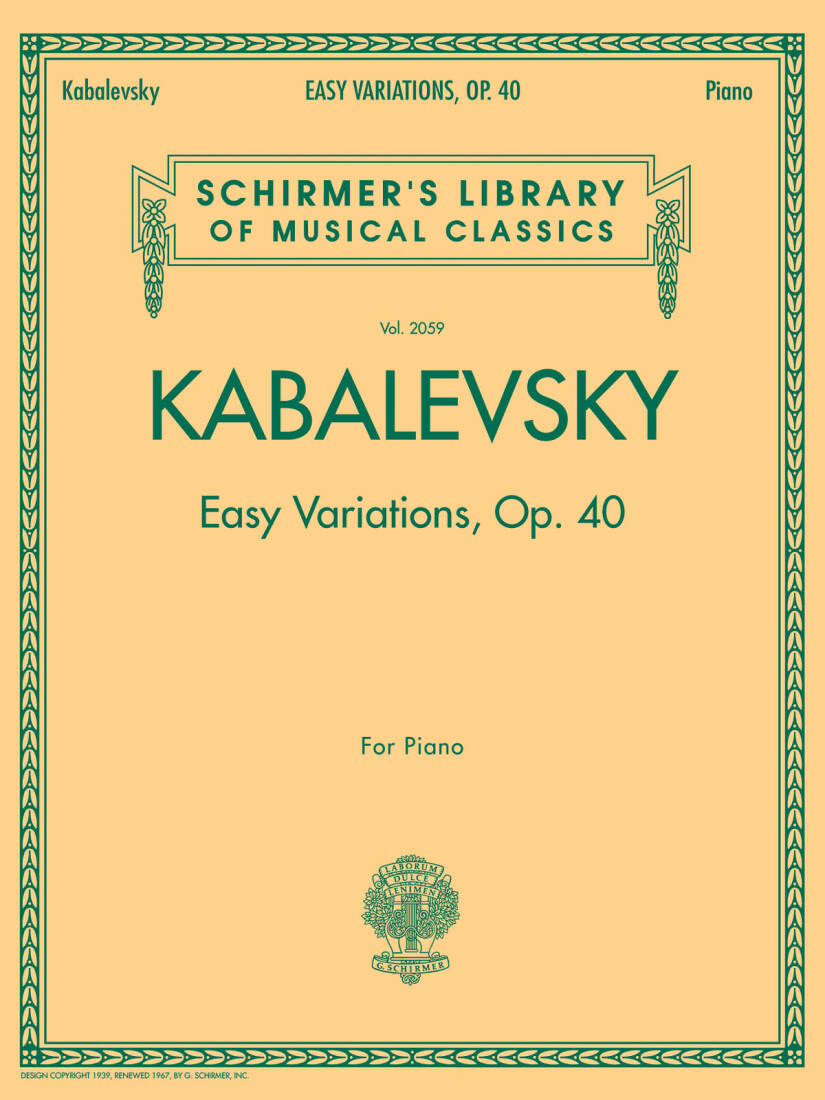 Easy Variations, Op. 40 - Kabalevsky - Piano - Book