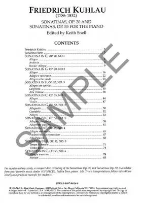 Sonatinas, Op. 20 & Op. 55 - Kuhlau/Snell - Piano - Book