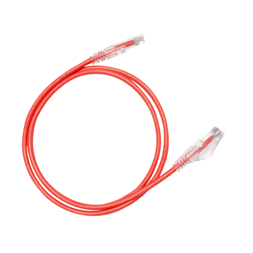 24 AWG Slim Cat6 Ethernet Cable RJ45 to Same - 1\' (10 Pack), Red