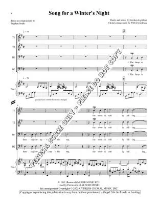 Song for a Winter\'s Night - Lightfoot/Zwozdesky/Smith - Choral Octavo - TTBB Accompanied