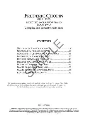 Selected Works For Piano, Book 2 - Chopin/Snell - Piano - Book