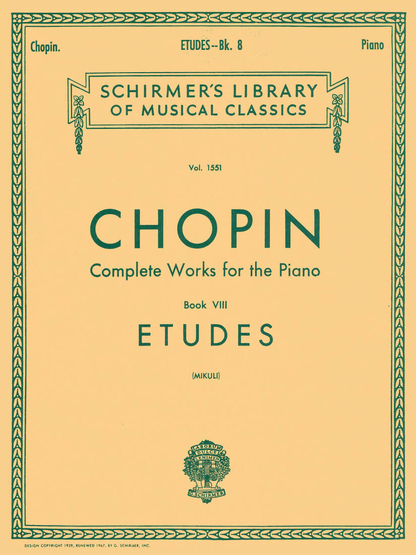 Etudes, Volume 1551 - Chopin/Mikuli - Piano - Book